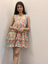 Cream Pure Cotton Printed Short Frill Dress