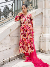 Red 3 Pc Chinnon & Shantoon Suit Set