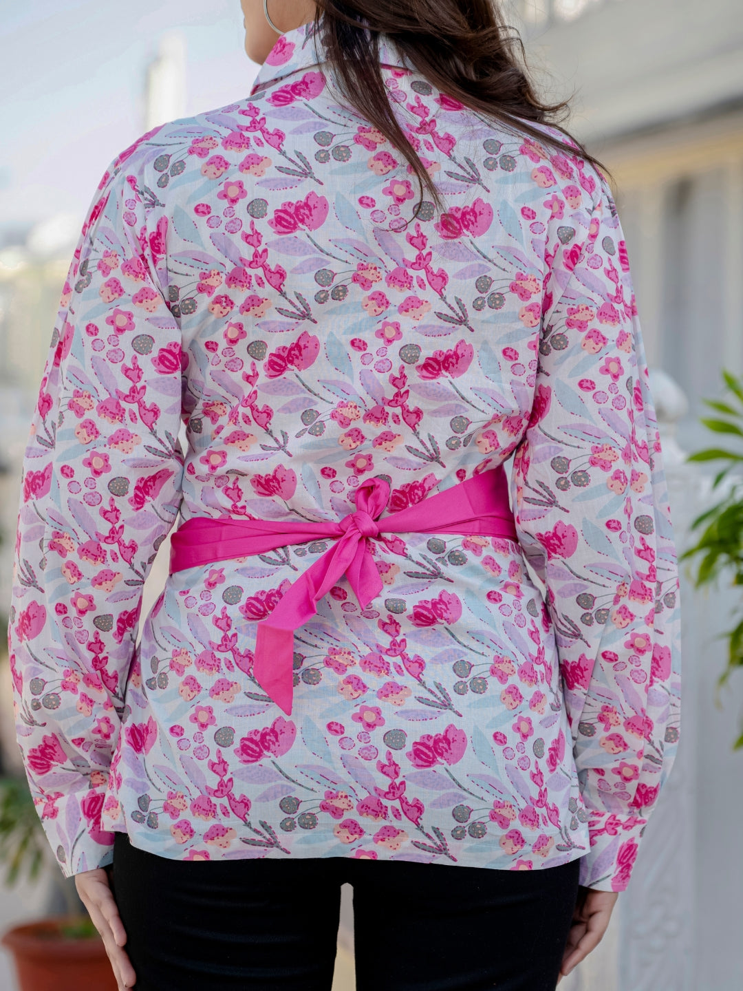 Floral Shirt With Bow