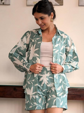 Sea Green Pure Cotton Printed Shorts Set