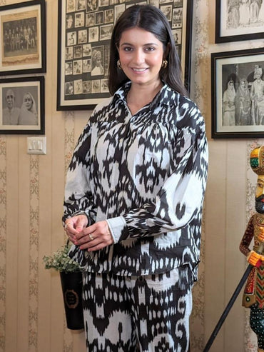 Black Ikat Pure Cotton Co-ord Set