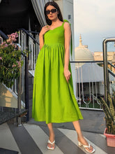 Textured Green Cotton Flex Dress