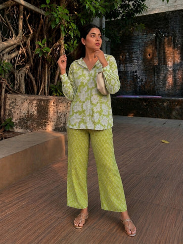 Green Pure Cotton Floral Printed Co-ord Set