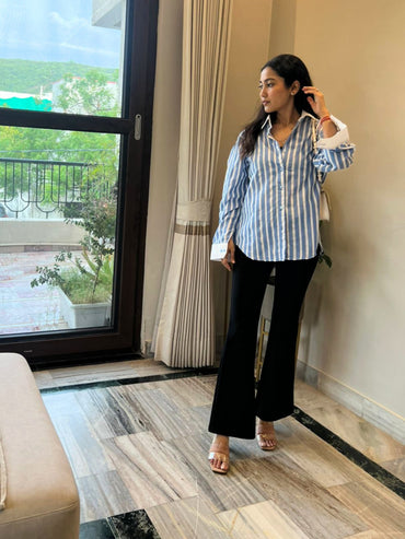 Blue Breeze Oversized Stripe Shirt