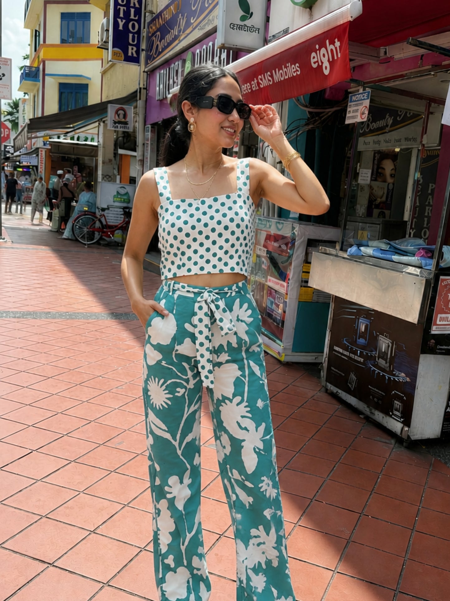 Rama green Bloom Cotton Co-ord Set