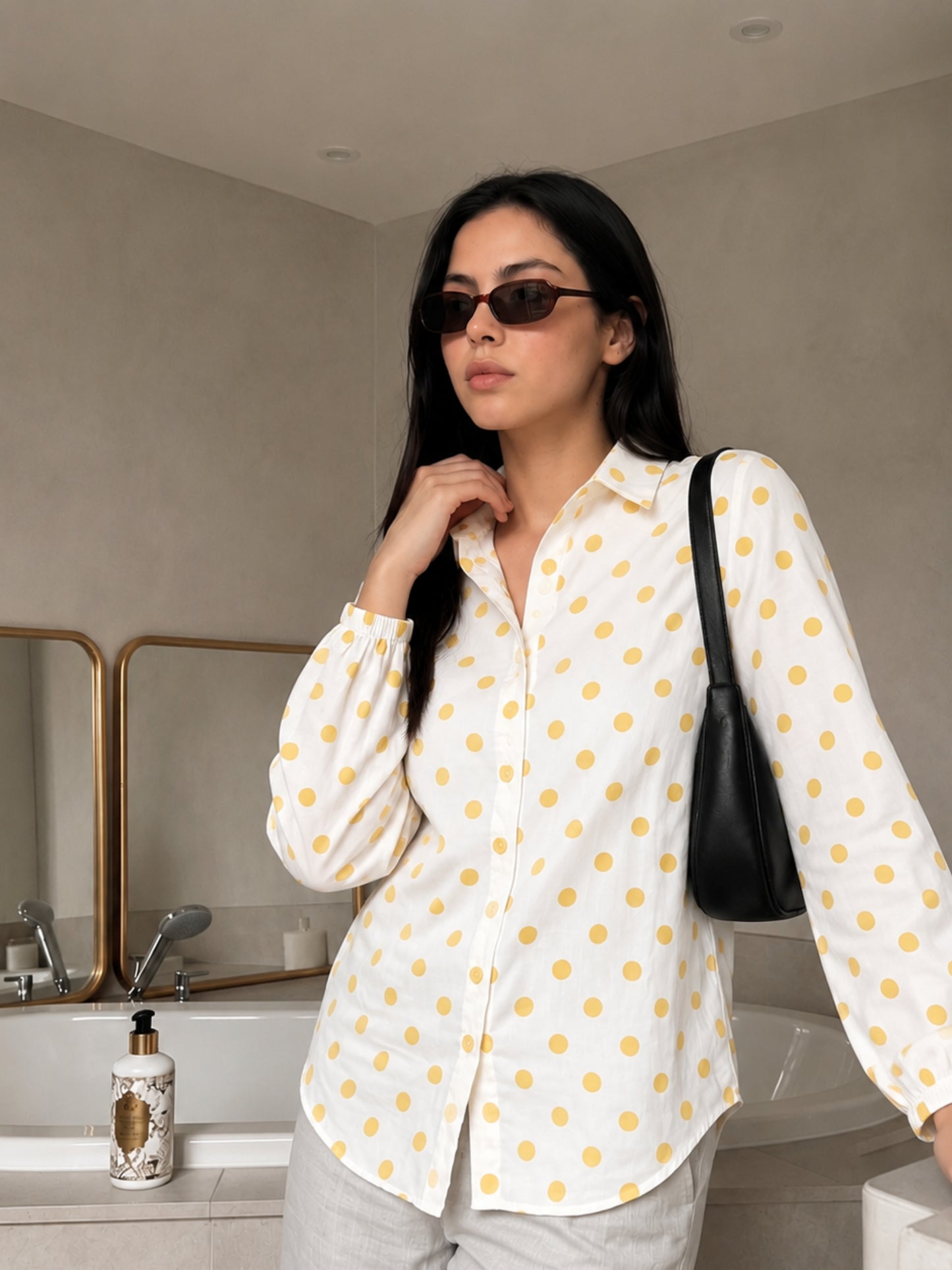 Yellow Polka Dot Relaxed Shirt