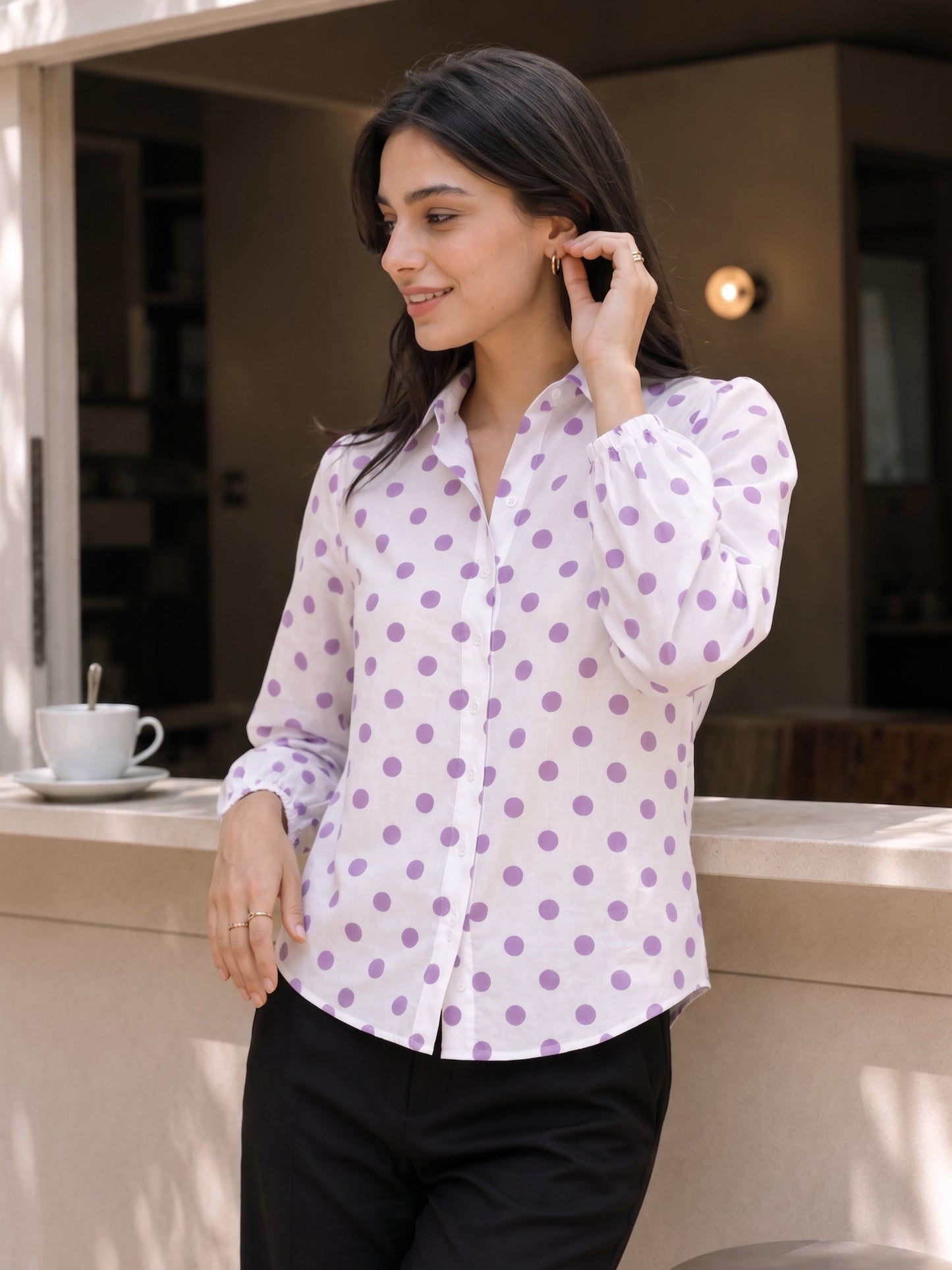 Lavender Polka Dot Relaxed Shirt