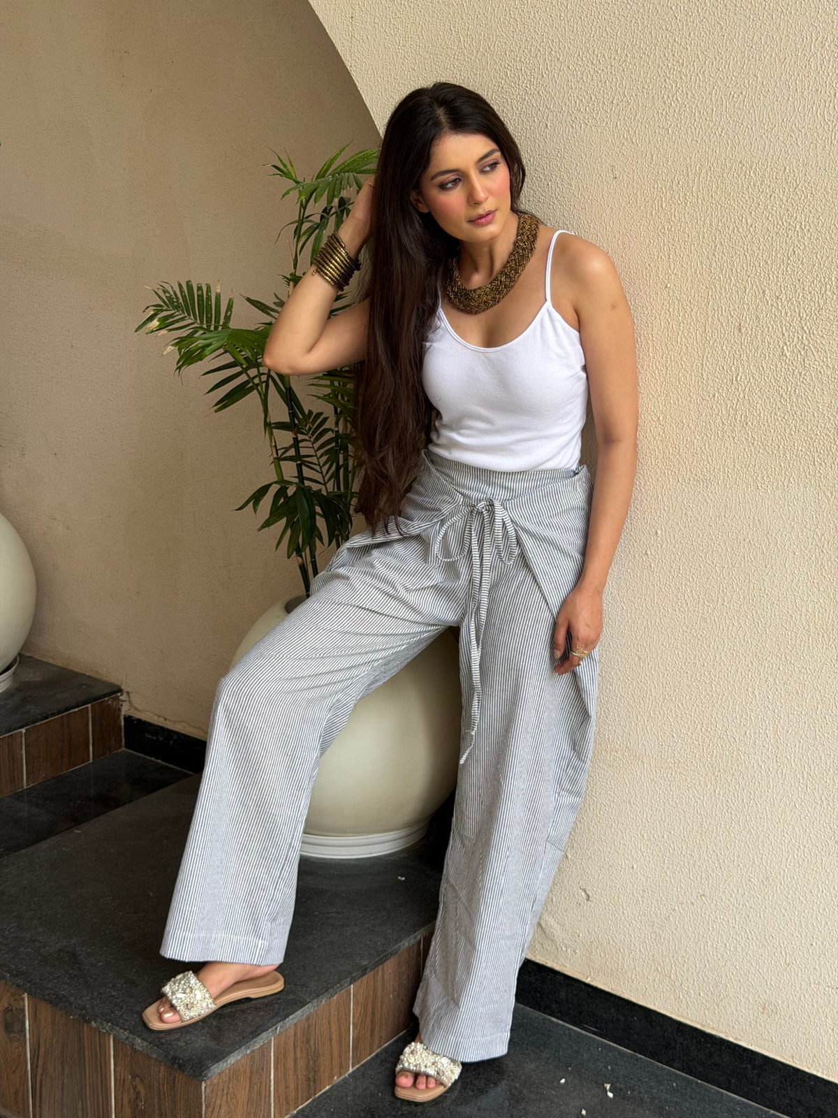Steel Grey Tie-Up Adjustable Pants