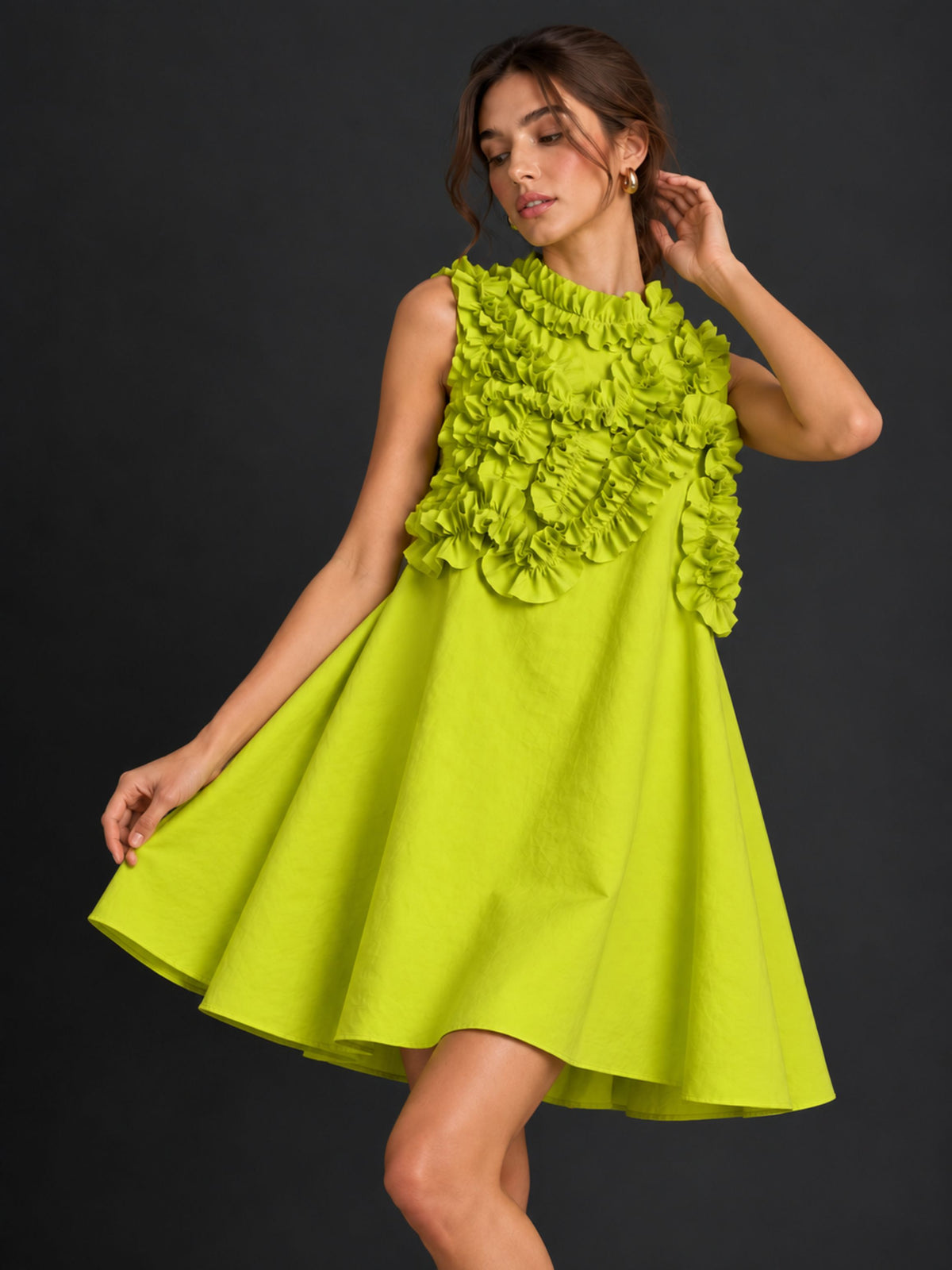 Lime Ruffle Mini Dress