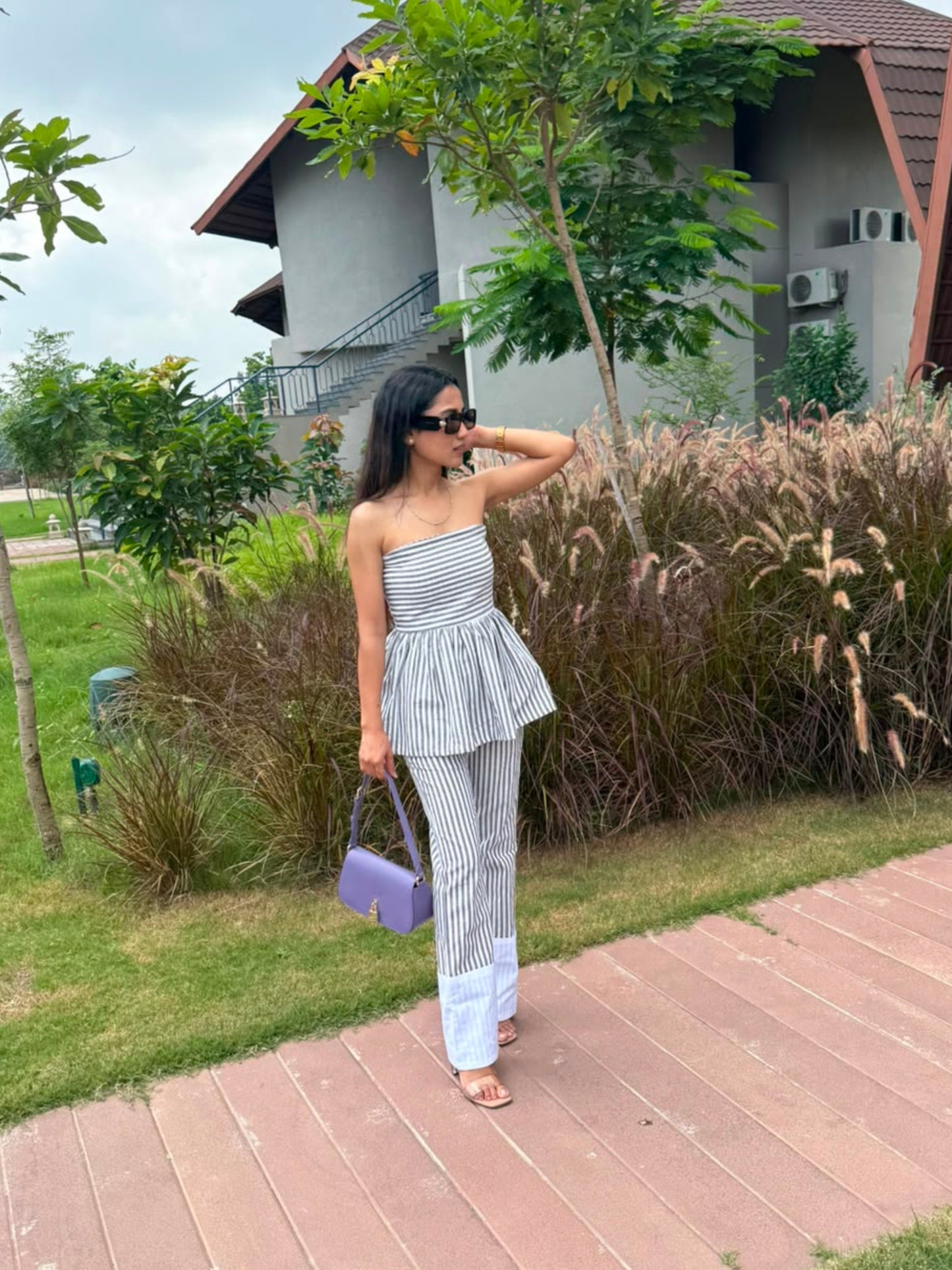 Cloud Grey Stripe Co-ord Set