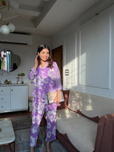 Purple Pure Cotton Floral 3 Pcs Co-ord Set