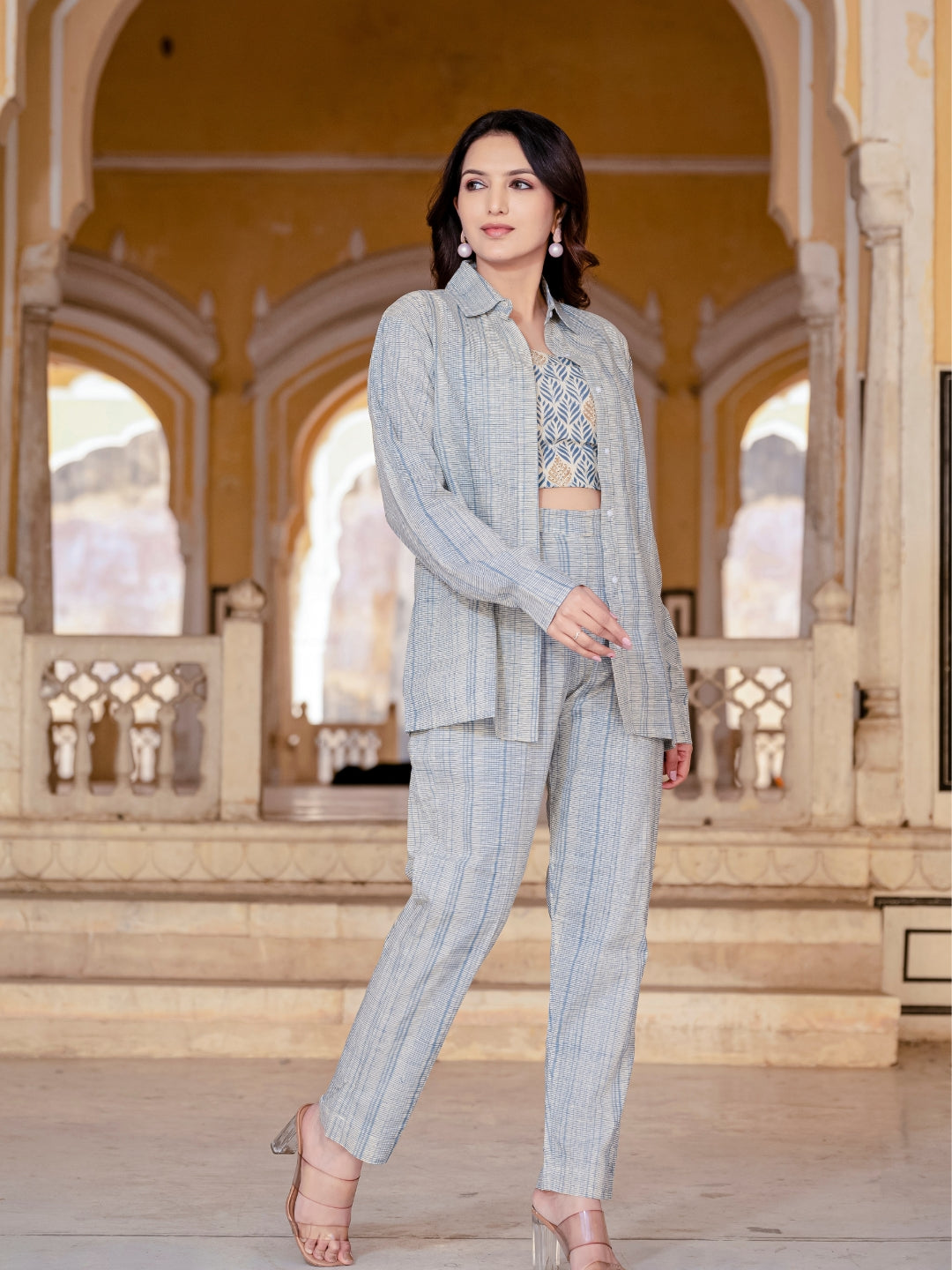 Blue Cotton 3 Piece Co-Ord Set