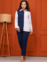 Italian Crepe Blue Grey Co-Ord Set