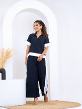 Pop Jacquard Navy Blue With White Detail Co-Ord Set