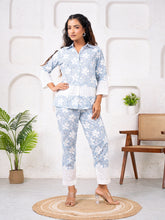 Cotton Printed Blue With Shiffli Detailing Co-Ord Set