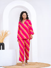 Cotton Silk Pink Laheriya Co-ord Set