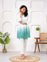 Cotton Shiffli Ombre Green Co-ord Set