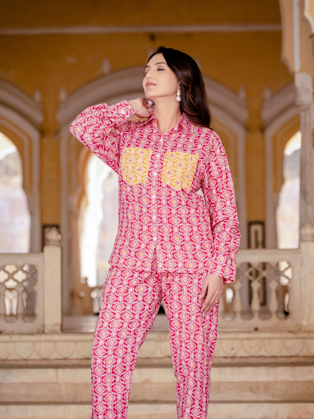 Pure Cotton Printed Pink Co-ord Set