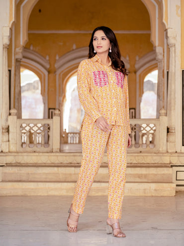 Pure Cotton Printed Yellow Co-ord Set