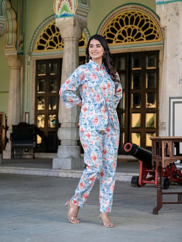 Blue Jam Cotton Floral Print Co-Ord Set