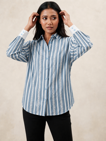 Blue Breeze Oversized Stripe Shirt