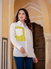 White Cotton Shirt With Yellow Patch Detailing