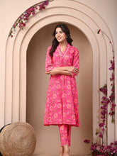 Pure Cotton Printed Dark Pink Kurti & Pant Set