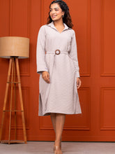 Pop Jacquard Mauve Midi Dress with Belt