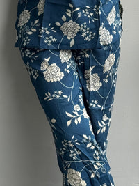 Navy Blue Pure Cotton Floral Printed Co-ord Set
