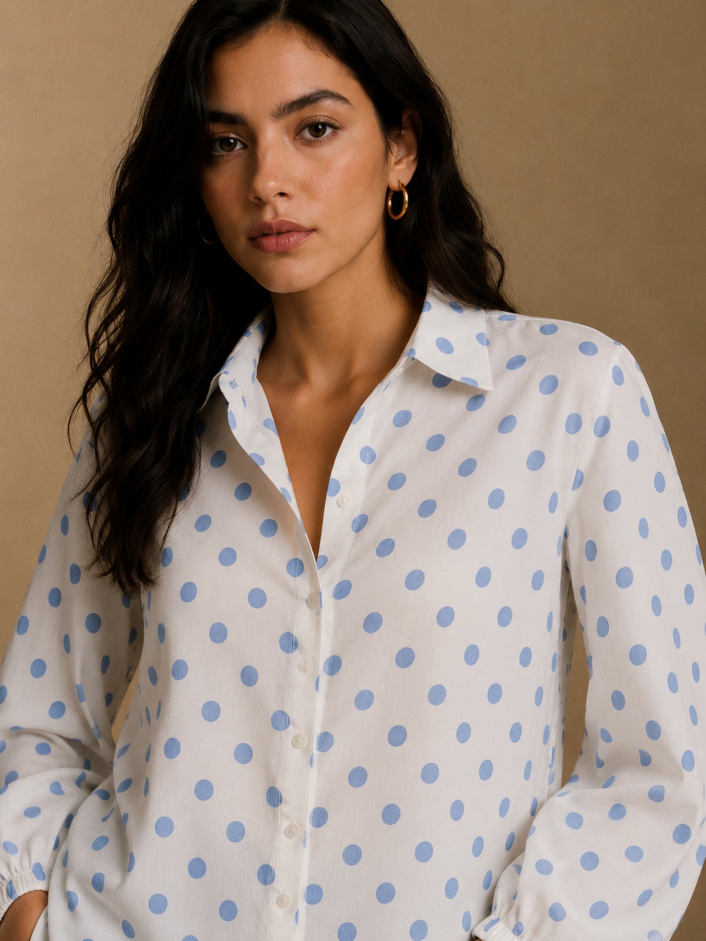 Blue Polka Dot Relaxed Shirt