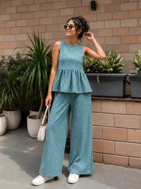 Green Checked Cotton Co-Ord Set