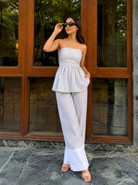Cloud Grey Stripe Co-ord Set