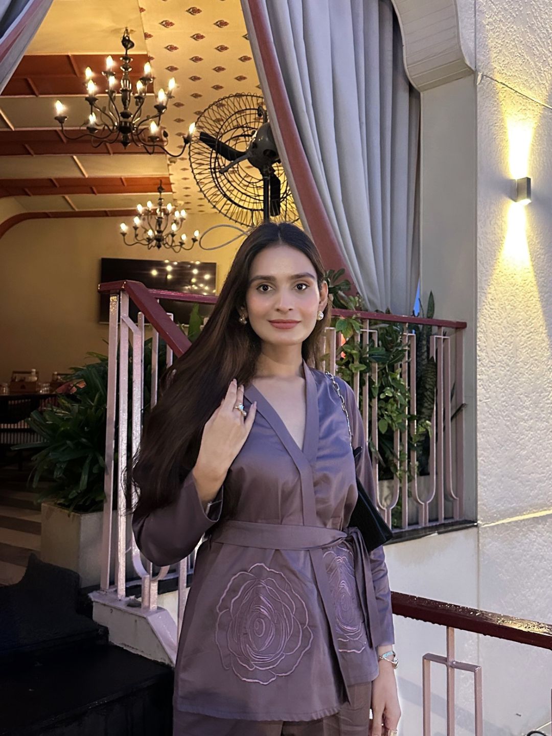 Brown Italian Cotton Blazer Co-ord Set With Embroidery