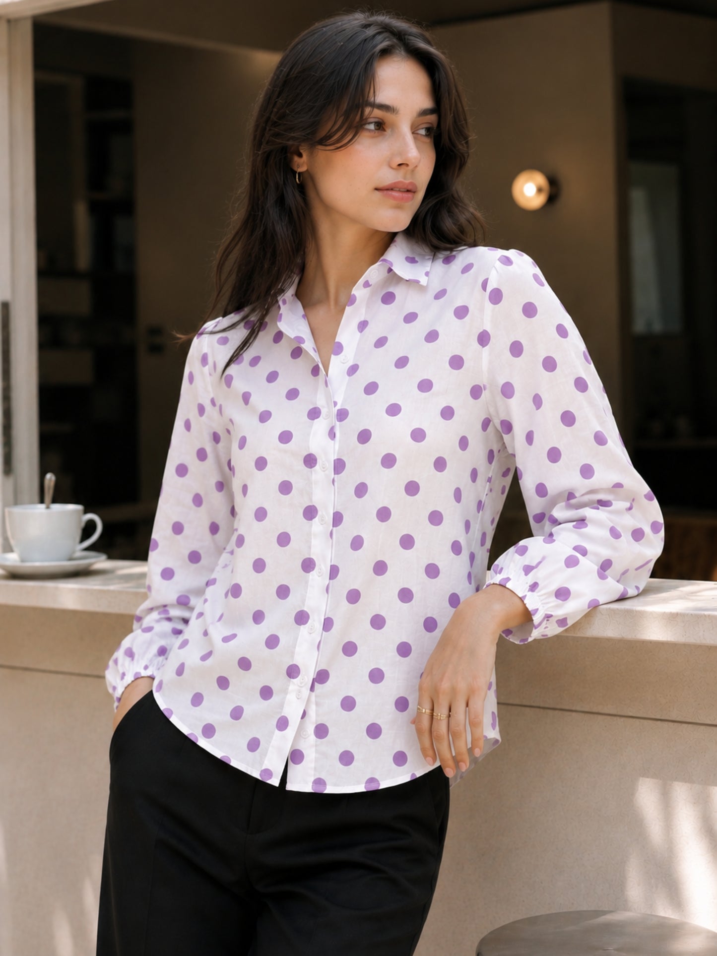 Lavender Polka Dot Relaxed Shirt