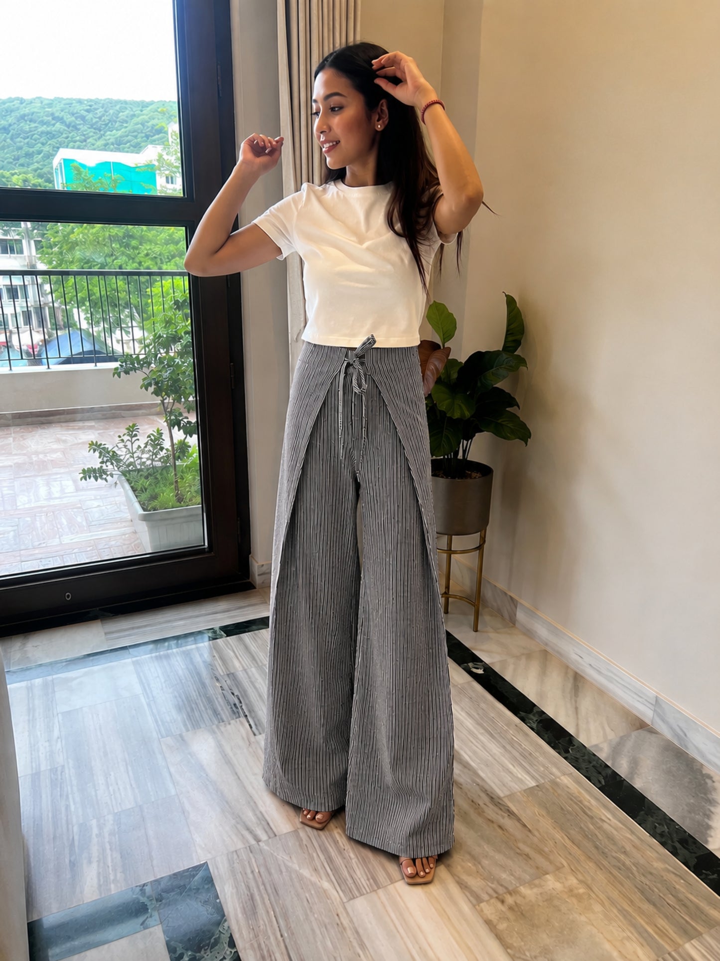 Steel Grey Tie-Up Adjustable Pants