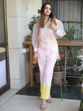 Baby Pink And Yellow Organza 3 Piece Co-Ord Set