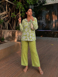 Green Pure Cotton Floral Printed Co-ord Set