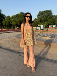 Peach Flare Co-ord Set with applique