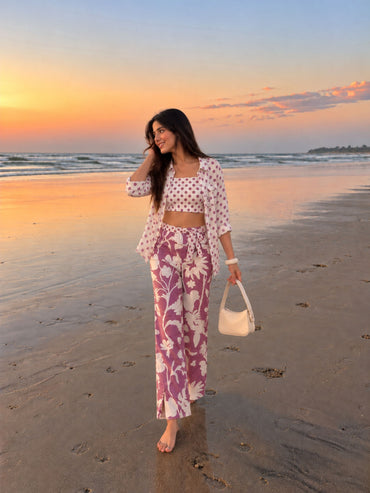 3 Piece Lilac Bloom Cotton Co-ord Set