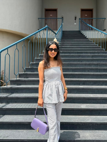 Cloud Grey Stripe Co-ord Set