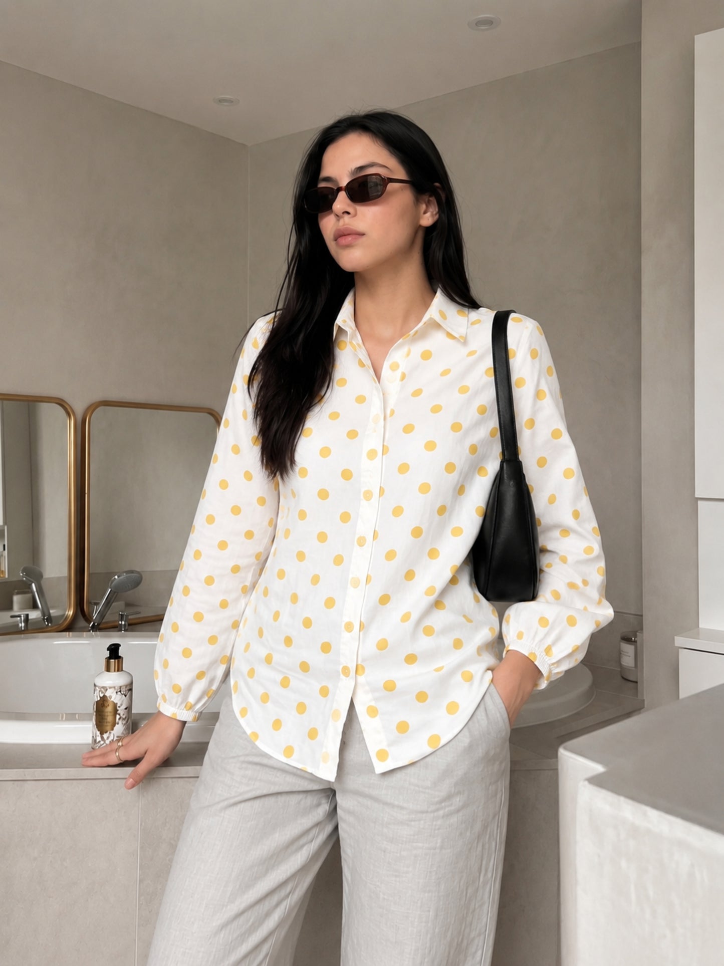 Yellow Polka Dot Relaxed Shirt