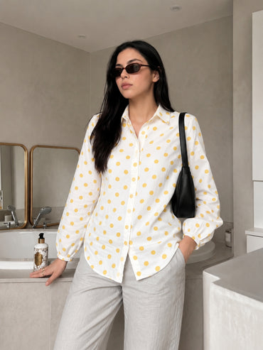 Yellow Polka Dot Relaxed Shirt