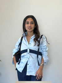 Blue Contrast Panel Cotton Shirt