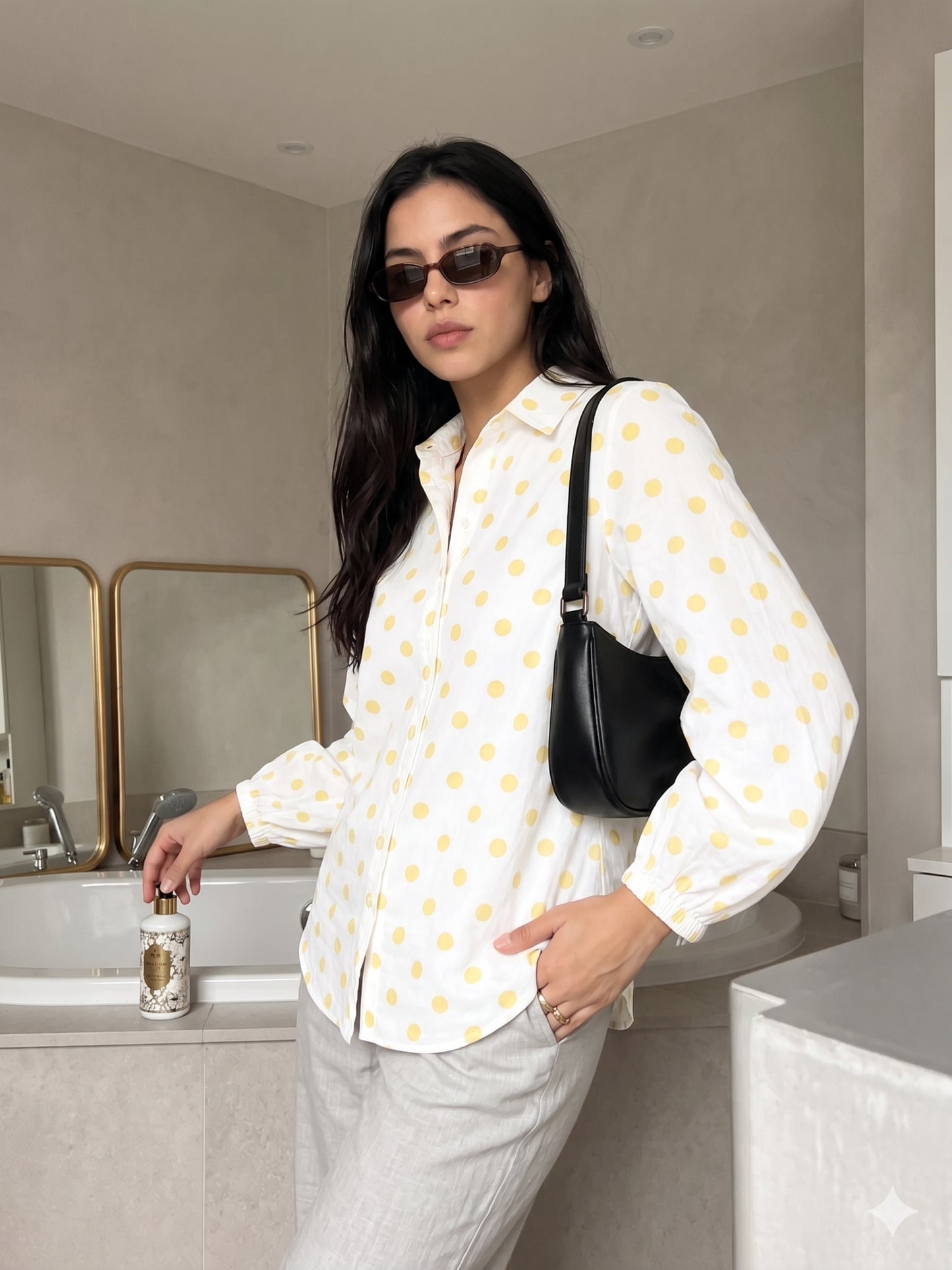 Yellow Polka Dot Relaxed Shirt