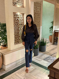 Dual Tone Denim Co-ord Set With Knee Cutouts