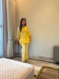Lemon Blossom 3 piece Organza Cor-ord Set