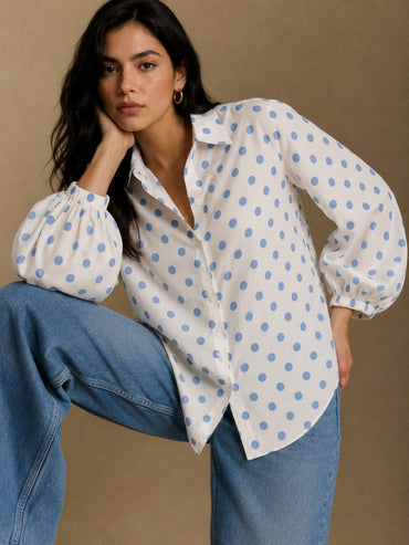 Blue Polka Dot Relaxed Shirt