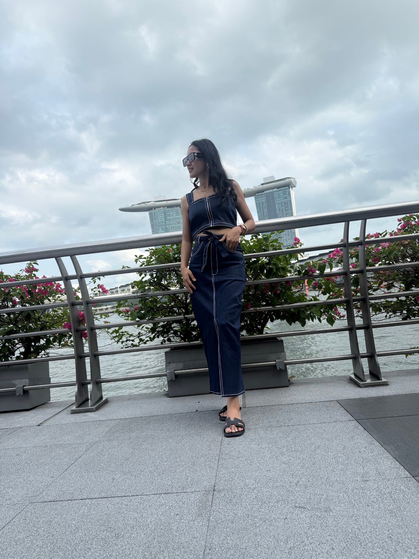 Zip-Front Denim Co-ord Set