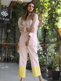 Baby Pink And Yellow Organza 3 Piece Co-Ord Set