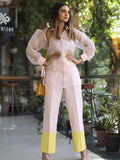 Baby Pink And Yellow Organza 3 Piece Co-Ord Set